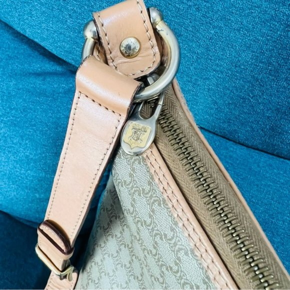 Celine Paris M14 Italy Macadam pattern PVC Razor Beige Leather Shoulder bag - Picture 15 of 16